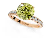 Open Basket Engagement Ring Setting for Fancy Yellow Round Cut Center with Pave Band and Prong Head in Rose Gold