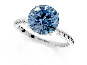 Solitaire Engagement Ring Setting for Fancy Blue Round Cut Center with Plain Twisted Rope Band and Prong Head in Sterling Silver