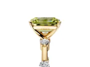 Solitaire Engagement Ring Setting for Fancy Yellow Emerald Cut Center with Bezel Station Band and Prong Head in Yellow Gold