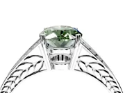 Split Shank Engagement Ring Setting for Fancy Green Oval Center with Pave Split Shank and Prong Head in Platinum