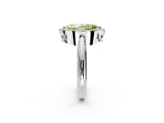 Halo Engagement Ring Setting for Fancy Yellow Marquise Center with Tapered Plain Band and Prong Head in White Gold
