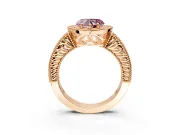 Milgrain Halo Engagement Ring Setting for Fancy Pink Heart-Shaped Center with Pave Band and Prong Head in Rose Gold