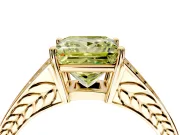 Split Shank Engagement Ring Setting for Fancy Yellow Princess Cut Center with Pave Split Shank and Prong Head in Yellow Gold