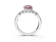 5 Stone Engagement Ring Setting for Fancy Pink Princess Cut Center with Plain Band and Prong Head in Sterling Silver