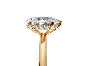 Solitaire Engagement Ring Setting for Pear-Shaped Center with Plain Band, Open Basket and Prong Head in Yellow Gold