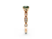 Solitaire Engagement Ring Setting for Fancy Green Cushion Cut Center with Milgrain Bezel Accents and Prong Head in Rose Gold