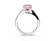 Solitaire Engagement Ring Setting for Fancy Pink Asscher Cut Center with Channel Accents and Prong Head in Platinum