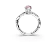 Solitaire Engagement Ring Setting for Fancy Pink Marquise Center with Woven 3-Strand Pave Band and Prong Head in Platinum