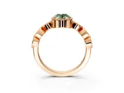 Vintage Station Engagement Ring Setting for Fancy Green Oval Center with Accents and Prong Head in Rose Gold