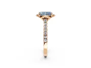 Floral Engagement Ring Setting for Fancy Blue Radiant Cut Center with Pave Band and Floral Prong Head in Rose Gold