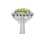 Starburst Halo Engagement Ring Setting for Fancy Yellow Radiant Cut Center with Thin Round-Wire Band and Prong Head in Platinum