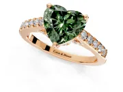 Solitaire Engagement Ring Setting for Fancy Green Heart-Shaped Center with Crossover Accents and Prong Head in Rose Gold