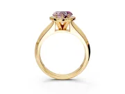 Halo Engagement Ring Setting for Fancy Pink Heart-Shaped Center with Knife Ridge Cathedral Band and Prong Head in Yellow Gold
