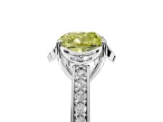 Floral Engagement Ring Setting for Fancy Yellow Cushion Cut Center with Four Accent Clusters and Prong Head in Platinum