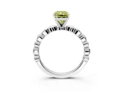 Solitaire Engagement Ring Setting for Fancy Yellow Radiant Cut Center with Beaded Bezel Station Band and Prong Head in Platinum