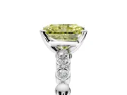 Solitaire Engagement Ring Setting for Fancy Yellow Radiant Cut Center with Bezel-Dot Beaded Band and Prong Head in Sterling Silver