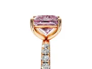 Solitaire Engagement Ring Setting for Fancy Pink Princess Cut Center with Micro Pave Band and Prong Head in Rose Gold