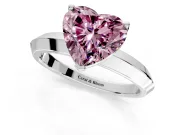 Solitaire Engagement Ring Setting for Fancy Pink Heart-Shaped Center with Wide Knife Ridge Band and Prong Head in White Gold