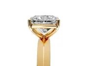 Solitaire Engagement Ring Setting for Radiant Cut Center with Wide Knife Ridge Band and Prong Head in Yellow Gold