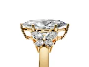 Solitaire Engagement Ring Setting for Marquise Center with Marquise Flower Shoulders and Prong Head in Yellow Gold