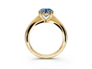 Solitaire Engagement Ring Setting for Fancy Blue Round Cut Center with Reverse Tapered Band and Prong Head in Yellow Gold