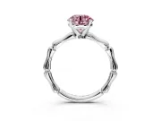Solitaire Engagement Ring Setting for Fancy Pink Round Cut Center with Bamboo Band and Prong Head in Sterling Silver