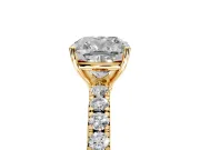 Solitaire Engagement Ring Setting for Cushion Cut Center with Large Accent Band and Prong Head in Yellow Gold