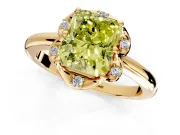 Floral Frame Engagement Ring Setting for Fancy Yellow Radiant Cut Center with Accent Clusters and Prong Head in Yellow Gold
