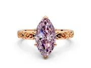 Solitaire Engagement Ring Setting for Fancy Pink Marquise Center with Scrollwork Band and Prong Head in Rose Gold