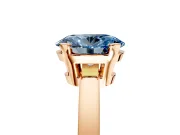 Solitaire Engagement Ring Setting for Fancy Blue Oval Center with Plain Band and Flat Tab Prong Head in Rose Gold
