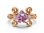 Solitaire Engagement Ring Setting for Fancy Pink Heart-Shaped Center with Twisted Band and Scroll Prong Head in Rose Gold