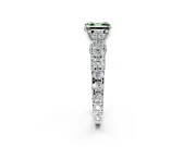 Solitaire Engagement Ring Setting for Fancy Green Asscher Cut Center with Pave Cathedral Shoulders and Prong Head in White Gold