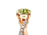Solitaire Engagement Ring Setting for Fancy Yellow Round Cut Center with Half-Pave Crossover Band and Prong Head in Rose Gold