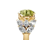 Leaf Cluster Engagement Ring Setting for Fancy Yellow Round Cut Center with Marquise Accents and Prong Head in Yellow Gold
