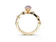 Solitaire Engagement Ring Setting for Fancy Pink Marquise Center with Bezel Station Band and Prong Head in Yellow Gold