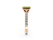 Solitaire Engagement Ring Setting for Fancy Yellow Emerald Cut Center with Large Accents and Prong Head in Rose Gold
