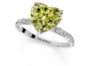 Solitaire Engagement Ring Setting for Fancy Yellow Heart-Shaped Center with Pave Accents and Prong Head in Platinum