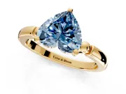 Solitaire Engagement Ring Setting for Fancy Blue Heart-Shaped Center with Beaded Shoulders and Prong Head in Yellow Gold