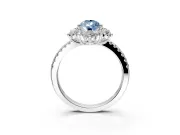 Floral Halo Engagement Ring Setting for Fancy Blue Pear-Shaped Center with Pave Accents and Prong Head in Platinum