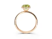 Hidden Halo Engagement Ring Setting for Fancy Yellow Round Cut Center with Pave Band and Prong Head in Rose Gold