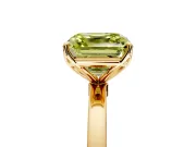 Solitaire Engagement Ring Setting for Fancy Yellow Asscher Cut Center with Thin Rounded Plain Band and Prong Head in Yellow Gold