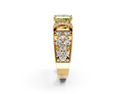 Pave Engagement Ring Setting for Fancy Yellow Princess Cut Center with Curved Accent Rows, Openwork and Prong Head in Yellow Gold