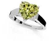 Solitaire Engagement Ring Setting for Fancy Yellow Heart-Shaped Center with Tapered Split Shoulders and Prong Head in Sterling Silver
