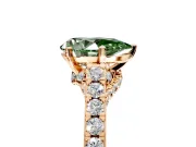 Solitaire Engagement Ring Setting for Fancy Green Pear-Shaped Center with Crossover Accents and Prong Head in Rose Gold