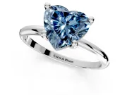 Minimalist Solitaire Engagement Ring Setting for Fancy Blue Heart-Shaped Center with Thin Band and Prong Head in Sterling Silver