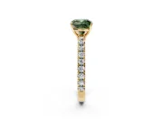 Solitaire Engagement Ring Setting for Fancy Green Cushion Cut Center with Large Accent Band and Prong Head in Yellow Gold