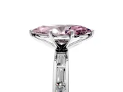 Solitaire Engagement Ring Setting for Fancy Pink Marquise Center with Channel Baguette Band and Prong Head in White Gold