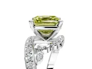 Solitaire Engagement Ring Setting for Fancy Yellow Asscher Cut Center with Pave Bypass Twist Band and Prong Head in Sterling Silver