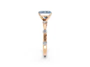 Solitaire Engagement Ring Setting for Fancy Blue Radiant Cut Center with Bezel Station Band and Prong Head in Rose Gold