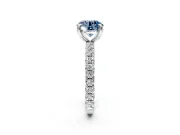 Solitaire Engagement Ring Setting for Fancy Blue Round Cut Center with Shared-Prong Accents and Prong Head in Platinum